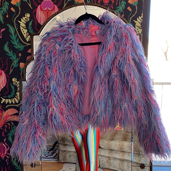 sugar thrillz Jackets & Blazers - sugarthrillz pink blue purple fuzzy jacket